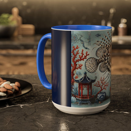 Lionfish & Lantern Colorful Mug – Mystical Ocean & Asian Harmony