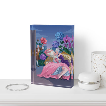 🌹💋 The Lady Of The Secret Rendezvous Acrylic Art Block – Art Deco Romantic Whimsy