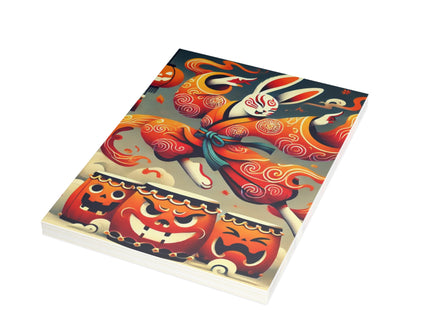 Jack-O’-Lantern Drums & The Kabuki Rabbit Postcards (envelopes included) - Bundles of 10, 30, 50 Pieces
