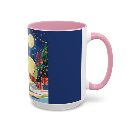 🌙🎿 The Moonlit Christmas Skier Colorful Mug – Whimsical Holiday Fantasy