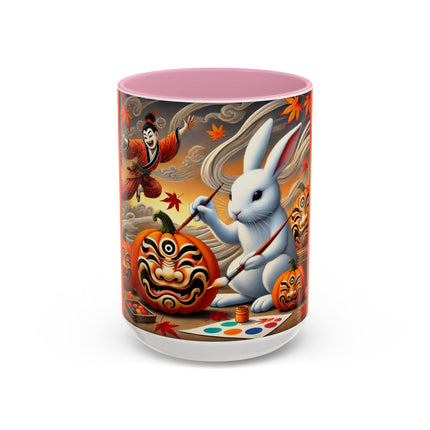 Halloween Rabbit’s Kabuki Jack-o’-Lanterns Colorful Mugs (11oz, 15oz)