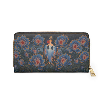 🌸🦋 The Enchanted Blue Blossom Dancer Wallet – Art Deco Floral Fantasy