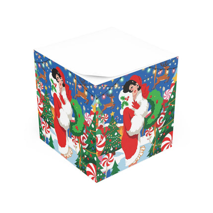 🍬🎄 The Lady Of The Peppermint Christmas Garden Note Cube – Art Deco Holiday Magic