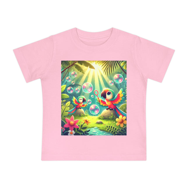 Parrots and Bubbles Baby T-Shirt – Tropical Color & Playful Joy