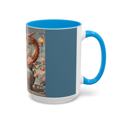Golden Dragon & Lantern Lady Colorful Mug – Imperial Dragon & Elegant Harmony