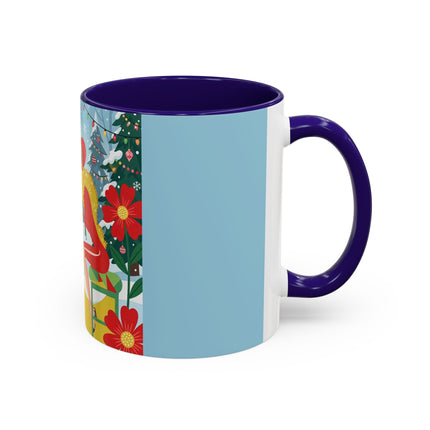 ☕🎄 Christmas Tea In The Snow Garden Colorful Mug – Art Deco Holiday Friendship