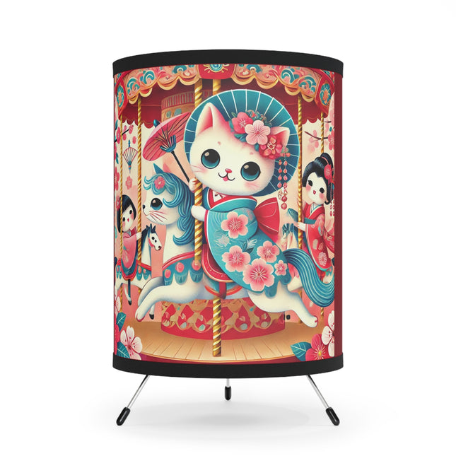 Geisha Kitten's Enchanted Carousel Ride Tripod Lamp