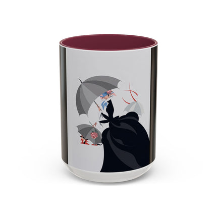 The Lady of Silver Umbrellas Colorful Mug (11oz, 15oz) – Art Deco Mystery, Elegant Fashion & Silver Dreamscape