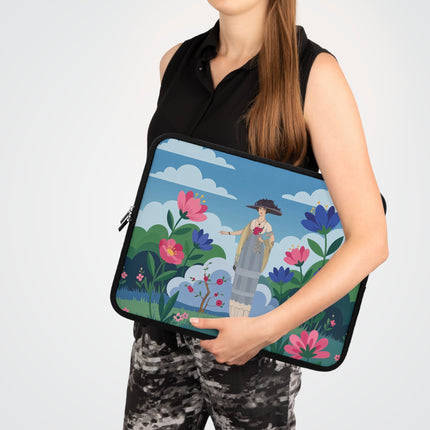 🌸🎀 The Lady In The Summer Garden Laptop Sleeve – Art Deco Floral Elegance