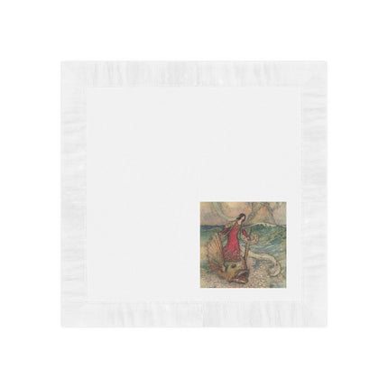 Rita Rides on the Dolphin by Warwick Goble White Coined Napkins