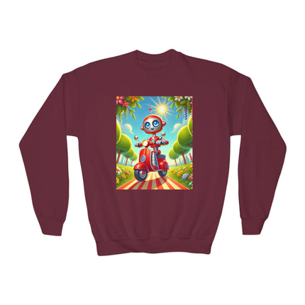 The Traveling Robot Youth Crewneck Sweatshirt – Adventure, Curiosity & Playful Discovery