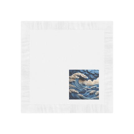Dramatic Ocean with Crashing Waves White Coined Napkins