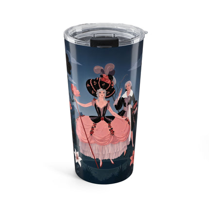 🌹🎭 The Rose Masquerade Promenade Tumbler, 20oz – Art Deco Floral Elegance