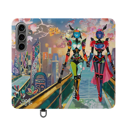 🤖🌆 Cyber Punk Robot Models Flip Case – Futuristic Fashion & Neon Elegance