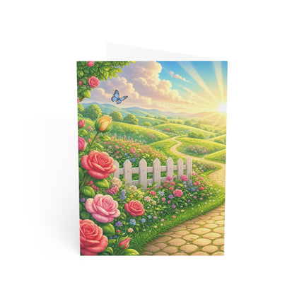 🐼🌹 The Little Panda Garden Ride Greeting Card – Whimsical Animal Adventure