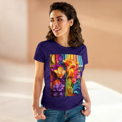 The Graceful Freesia Women's Midweight Cotton Tee