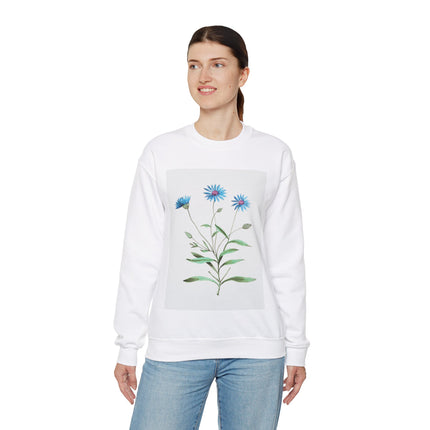 Blue Strawflower by Anselmus Boëtius de Boodt Heavy Blend™ Crewneck Sweatshirt