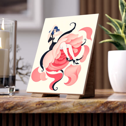🌹🖤 The Lady Of The Rose Ceramic Tile – Art Deco Floral Fashion