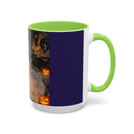 🌙🎃 The Moonlit Parlor Masquerade Colorful Mug – Elegant Halloween Romance