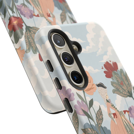 🌹🐈 The Lady And Puss In Boots Phone Case – Art Deco Floral Whimsy