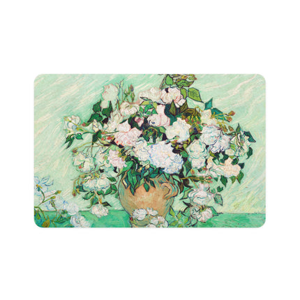Vincent Van Gogh Roses Pet Food Mat – Pink & White Bouquet