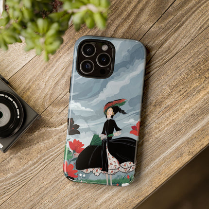 🌧️🌺 The Stormy Flower Walk Phone Case – Art Deco Floral Fashion