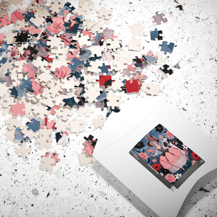 🌹🎭 The Rose Masquerade Promenade Puzzle – Art Deco Floral Elegance