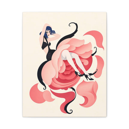🌹🖤 The Lady Of The Blushing Rose Matte Canvas – Art Deco Fashion Illustration