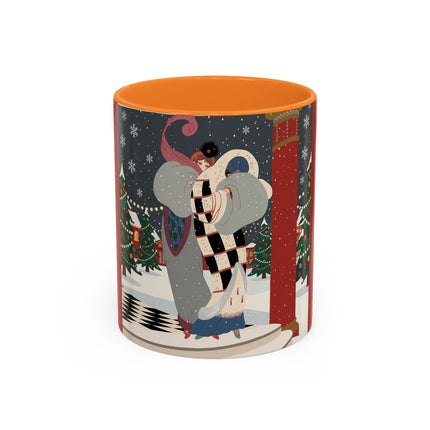 ❄️✨ The Winter Couture Promenade Colorful Mug – Art Deco Holiday Elegance