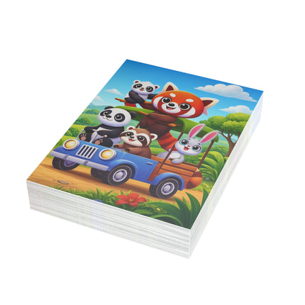 🐼🚙 The Great Garden Road Trip Greeting Card – Whimsical Animal Adventure