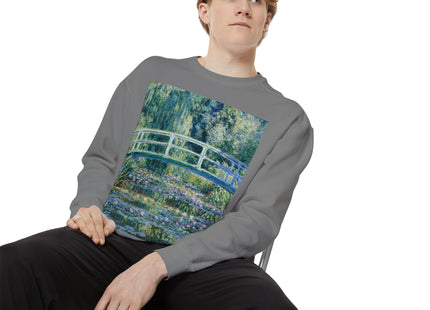 Water Lilies and Japanese Bridge by Claude Monet Unisex Garment-Dyed Sweatshirt