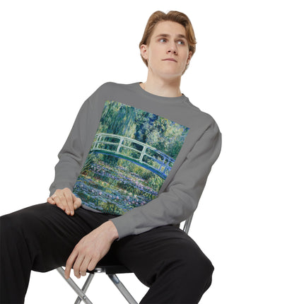 Water Lilies and Japanese Bridge by Claude Monet Unisex Garment-Dyed Sweatshirt