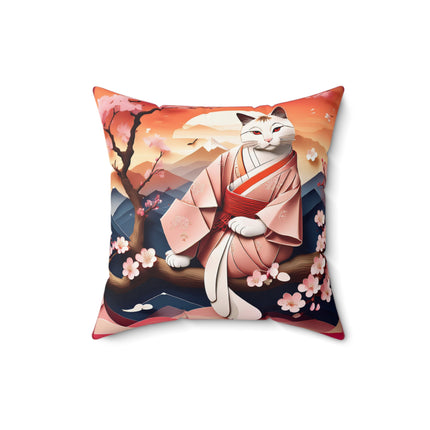 Japanese Bobtail's Repose Spun Polyester Square Pillow