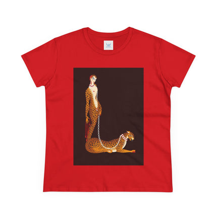 Leopard Queen Women's Midweight Cotton Tee – Exotic Glamour & Timeless Elegance
