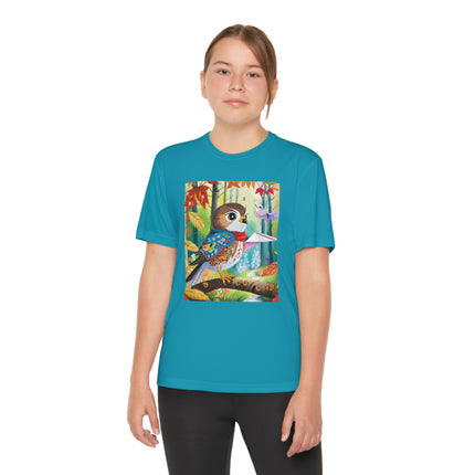 Baby Hawk Plays in Forest Youth Competitor Tee