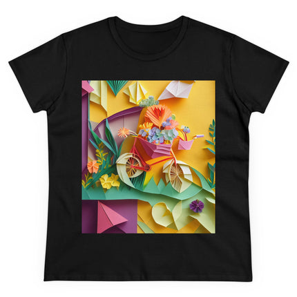 Origami Bicycle Women's Midweight Cotton Tee