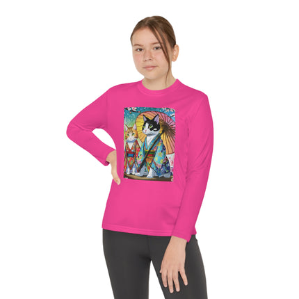 Kimono Kitties Youth Long Sleeve Competitor Tee – Anime Charm & Whimsical Elegance