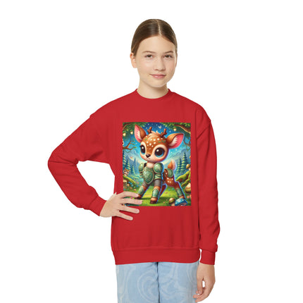 Fawn Defender Youth Crewneck Sweatshirt – Woodland Courage & Gentle Strength