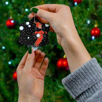 A Festive Snowball Ceramic Ornament, 3 Shapes