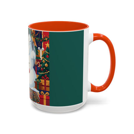 ☃️🎄 The Snowman's Christmas Companion Colorful Mug – Art Deco Holiday Fantasy