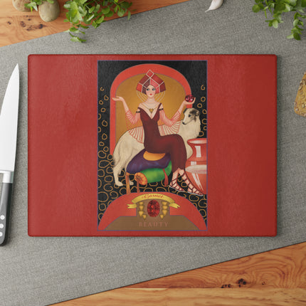 January & Garnet Zodiac Glass Cutting Board