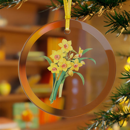 Chinese Sacred Lily botanical illustration by Pierre-Joseph Redouté Glass Ornament