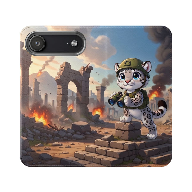 🐆🔭 The Snow Leopard Lookout Flip Case – Adventure, Curiosity & Fearless Style