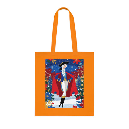 🎄🎭 The Christmas Masquerade Lady Cotton Tote Bag – Art Deco Holiday Glamour