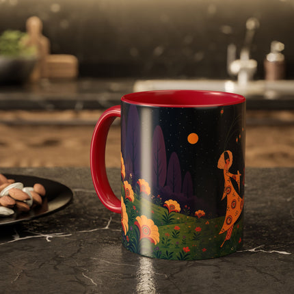 🌙🌼 The Moonlit Floral Dancer Colorful Mug – Art Deco Garden Fantasy