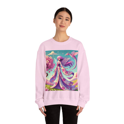 Petals in the Wind: The Kimono Fairy and the Sky Dragon Heavy Blend™ Crewneck Sweatshirt