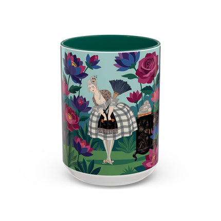 The Lady Of The Lotus Garden Colorful Mugs – Art Deco Botanical Elegance