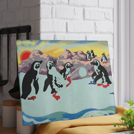 Snowball Shenanigans Glass Cutting Board