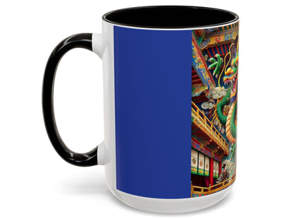Tibetan Dragon Over Kabuki Duel Colorful Mugs (11oz, 15oz)