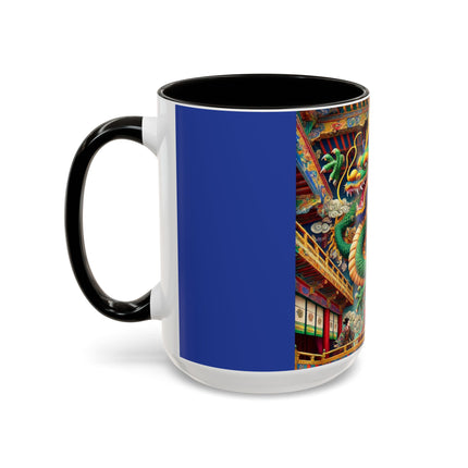 Tibetan Dragon Over Kabuki Duel Colorful Mugs (11oz, 15oz)